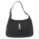 GUCCI GG Canvas Jackie Shoulder Bag Black Silver 001 3306 Auth 185970-2