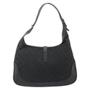 GUCCI GG Canvas Jackie Shoulder Bag Black Silver 001 3306 Auth 185970-3
