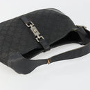 GUCCI GG Canvas Jackie Shoulder Bag Black Silver 001 3306 Auth 185970-6