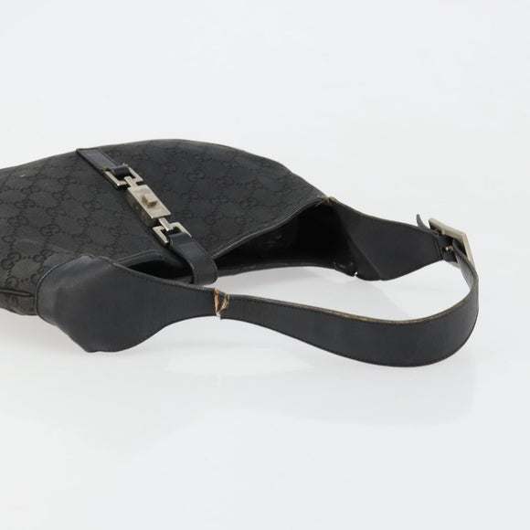 GUCCI GG Canvas Jackie Shoulder Bag Black Silver 001 3306 Auth 185970
