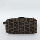 FENDI Zucca Canvas Mamma Baguette Shoulder Bag Black Brown Auth 185971SAM-5
