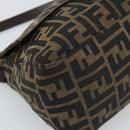 FENDI Zucca Canvas Mamma Baguette Shoulder Bag Black Brown Auth 185971SAM-16