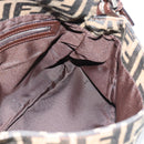 FENDI Zucca Canvas Mamma Baguette Shoulder Bag Black Brown Auth 185971SAM-20
