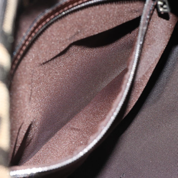 FENDI Zucca Canvas Mamma Baguette Shoulder Bag Black Brown Auth 185971SAM