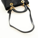 Christian Dior Lady Dior Canage Bag Lamb Skin 2way Black Gold Auth 185972SAM-9