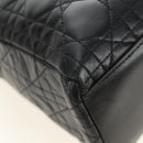 Christian Dior Lady Dior Canage Bag Lamb Skin 2way Black Gold Auth 185972SAM-16