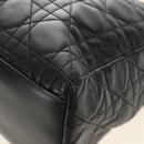 Christian Dior Lady Dior Canage Bag Lamb Skin 2way Black Gold Auth 185972SAM-13