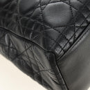 Christian Dior Lady Dior Canage Bag Lamb Skin 2way Black Gold Auth 185972SAM-14