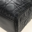 Christian Dior Lady Dior Canage Bag Lamb Skin 2way Black Gold Auth 185972SAM-15