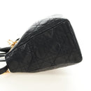 Christian Dior Lady Dior Canage Bag Lamb Skin 2way Black Gold Auth 185972SAM-3