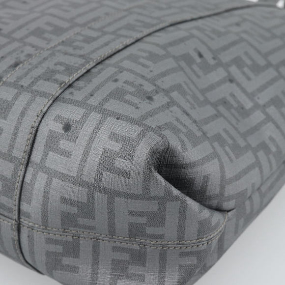 FENDI Zucca Canvas Mamma Baguette Hand Bag PVC Gray Silver Auth 185974