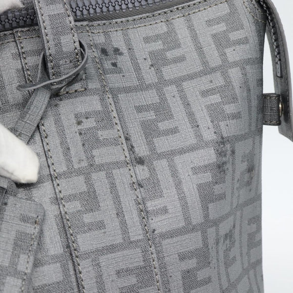 FENDI Zucca Canvas Mamma Baguette Hand Bag PVC Gray Silver Auth 185974