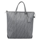 FENDI Zucca Canvas Mamma Baguette Hand Bag PVC Gray Silver Auth 185974-13