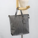 FENDI Zucca Canvas Mamma Baguette Hand Bag PVC Gray Silver Auth 185974-25