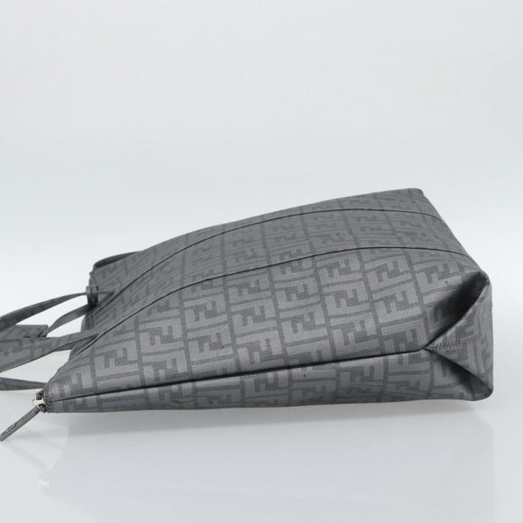 FENDI Zucca Canvas Mamma Baguette Hand Bag PVC Gray Silver Auth 185974