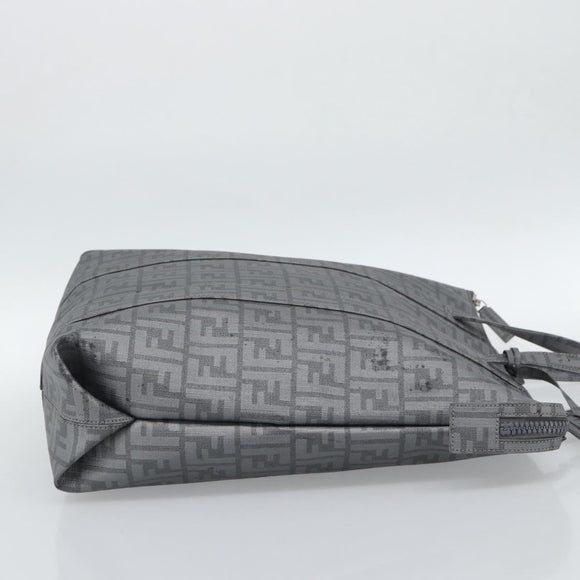 FENDI Zucca Canvas Mamma Baguette Hand Bag PVC Gray Silver Auth 185974