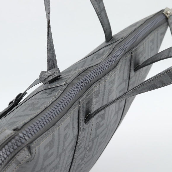 FENDI Zucca Canvas Mamma Baguette Hand Bag PVC Gray Silver Auth 185974