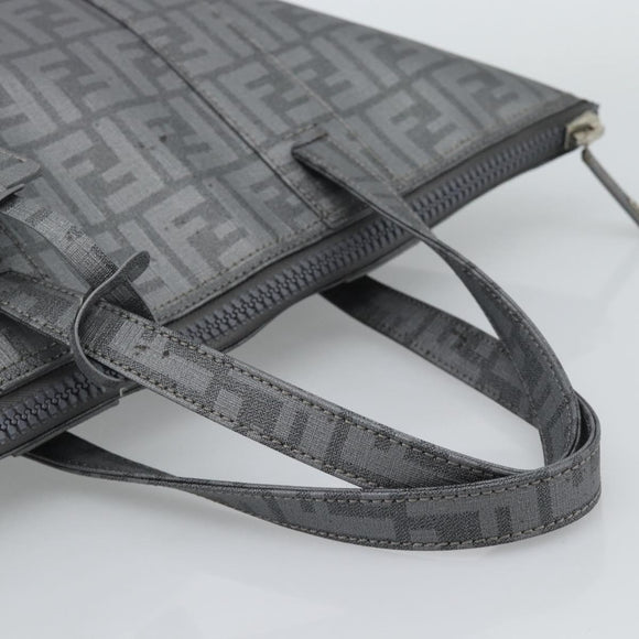 FENDI Zucca Canvas Mamma Baguette Hand Bag PVC Gray Silver Auth 185974
