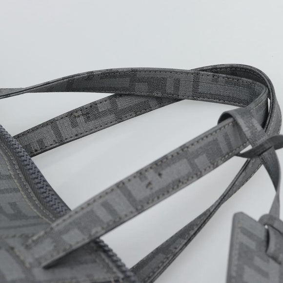 FENDI Zucca Canvas Mamma Baguette Hand Bag PVC Gray Silver Auth 185974