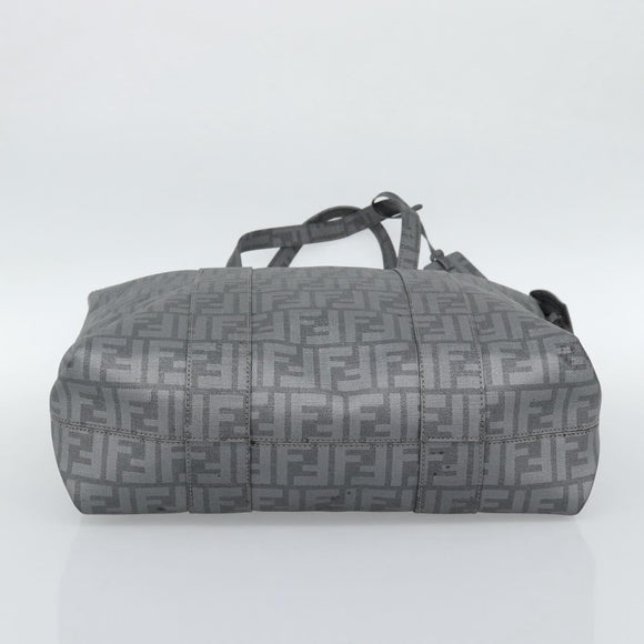 FENDI Zucca Canvas Mamma Baguette Hand Bag PVC Gray Silver Auth 185974