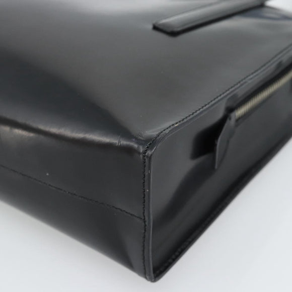 PRADA Tote Bag Leather Black Silver Auth 185975