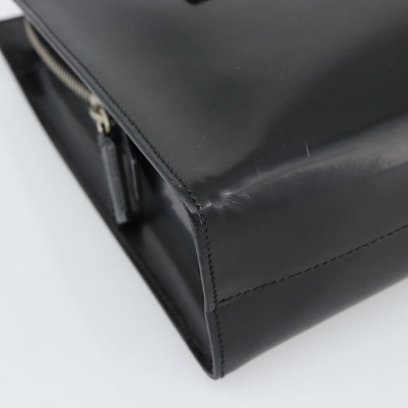 PRADA Tote Bag Leather Black Silver Auth 185975