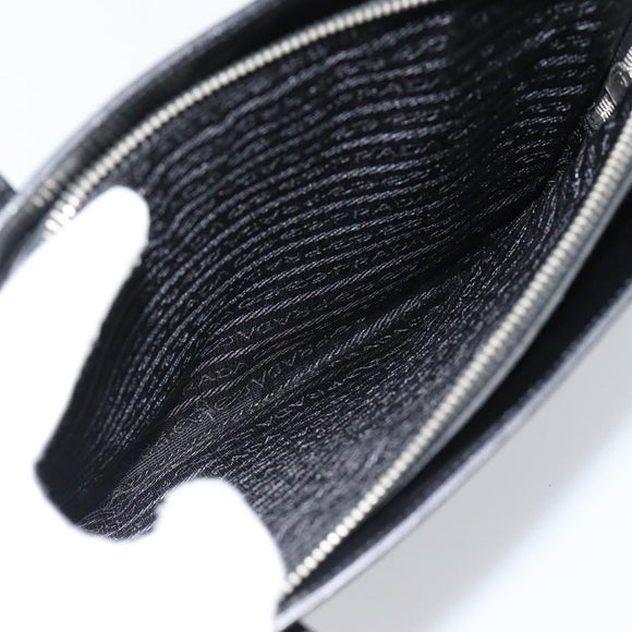 PRADA Tote Bag Leather Black Silver Auth 185975