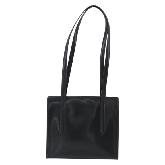 PRADA Tote Bag Leather Black Silver Auth 185975