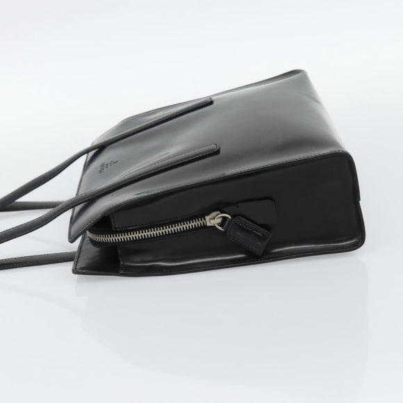 PRADA Tote Bag Leather Black Silver Auth 185975