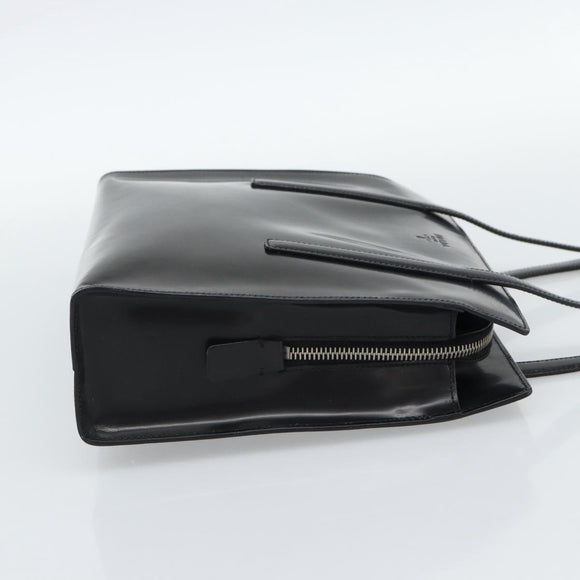 PRADA Tote Bag Leather Black Silver Auth 185975