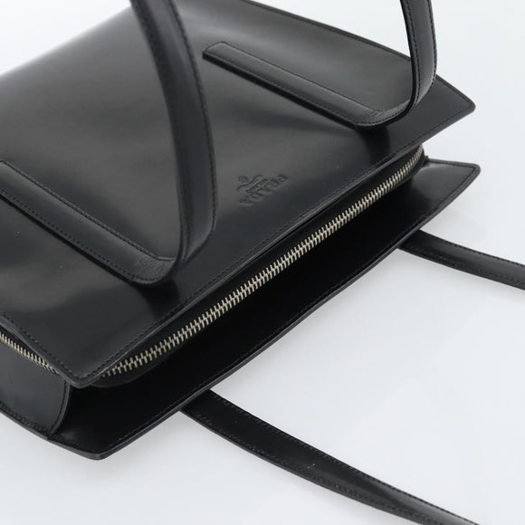 PRADA Tote Bag Leather Black Silver Auth 185975