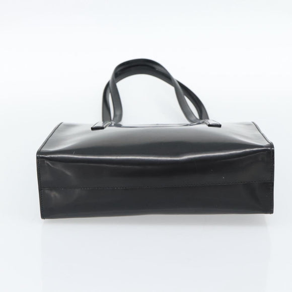 PRADA Tote Bag Leather Black Silver Auth 185975