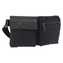 GUCCI GG Canvas Waist Bag Black Silver 28566 Auth 185976-1