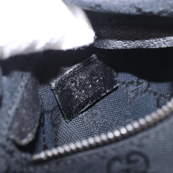 GUCCI GG Canvas Waist Bag Black Silver 28566 Auth 185976