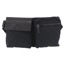 GUCCI GG Canvas Waist Bag Black Silver 28566 Auth 185976-13