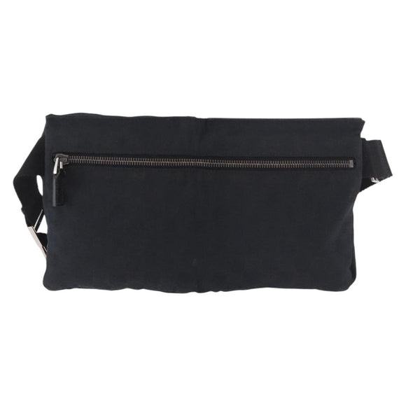 GUCCI GG Canvas Waist Bag Black Silver 28566 Auth 185976