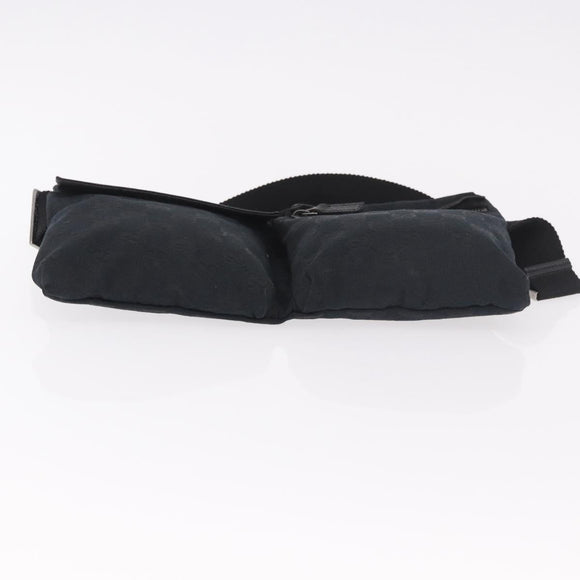 GUCCI GG Canvas Waist Bag Black Silver 28566 Auth 185976