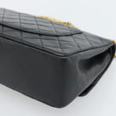 CHANEL Matelasse 25 Chain Shoulder Bag Lamb Skin Black Gold CC Auth 185980SAM-16