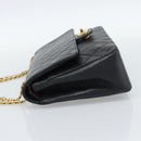 CHANEL Matelasse 25 Chain Shoulder Bag Lamb Skin Black Gold CC Auth 185980SAM-3