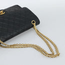 CHANEL Matelasse 25 Chain Shoulder Bag Lamb Skin Black Gold CC Auth 185980SAM-7