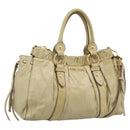 Miu Miu Hand Bag Leather 2way Beige Gold Auth 185981A-1