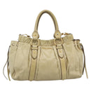Miu Miu Hand Bag Leather 2way Beige Gold Auth 185981A-13