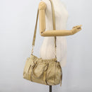 Miu Miu Hand Bag Leather 2way Beige Gold Auth 185981A-23