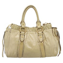 Miu Miu Hand Bag Leather 2way Beige Gold Auth 185981A-2