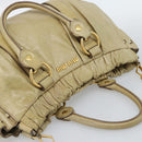 Miu Miu Hand Bag Leather 2way Beige Gold Auth 185981A-6