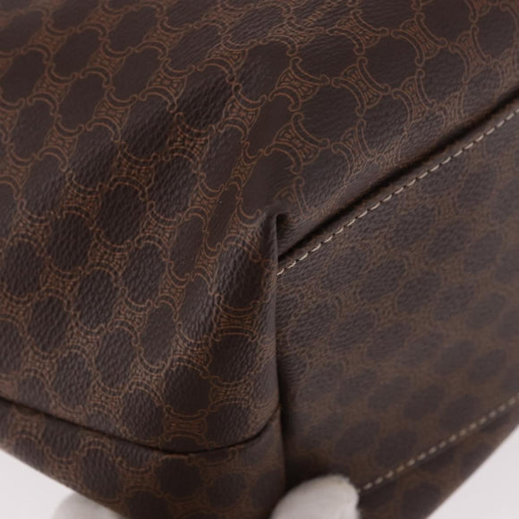 CELINE Macadam Canvas Hand Bag PVC Leather Brown Gold Auth 185986A