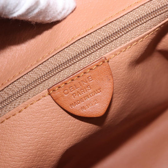 CELINE Macadam Canvas Hand Bag PVC Leather Brown Gold Auth 185986A