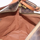 CELINE Macadam Canvas Hand Bag PVC Leather Brown Gold Auth 185986A-18