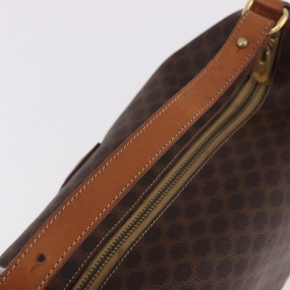 CELINE Macadam Canvas Hand Bag PVC Leather Brown Gold Auth 185986A