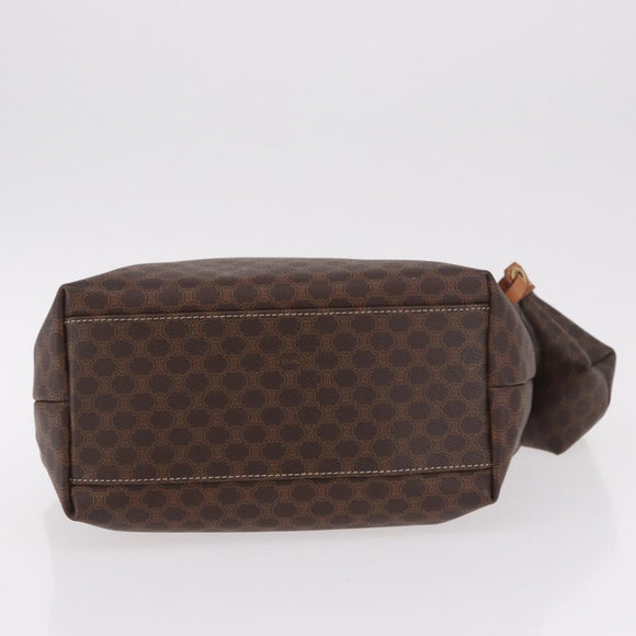 CELINE Macadam Canvas Hand Bag PVC Leather Brown Gold Auth 185986A